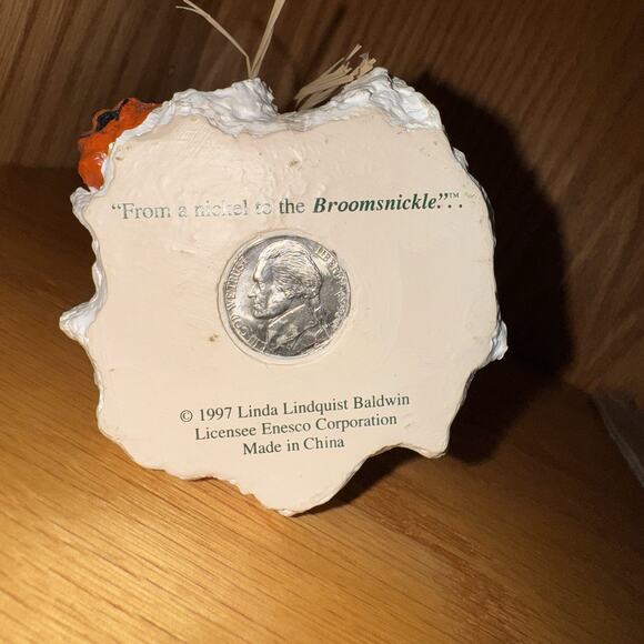 Vintage Broomsnickle Ghost Pumpkin Figurine Linda Lindquist Baldwin Enesco 1997 - Picture 8 of 10